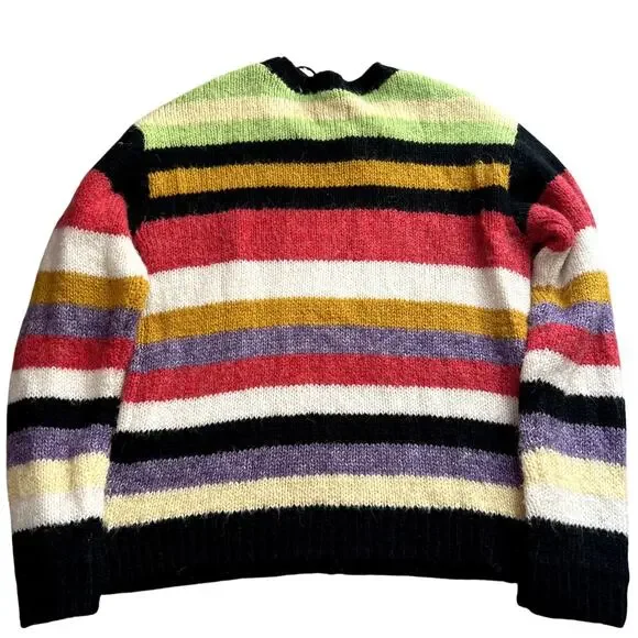 RTA stripped sweater wool alpaca black red green size M S1 - Picture 5 of 7